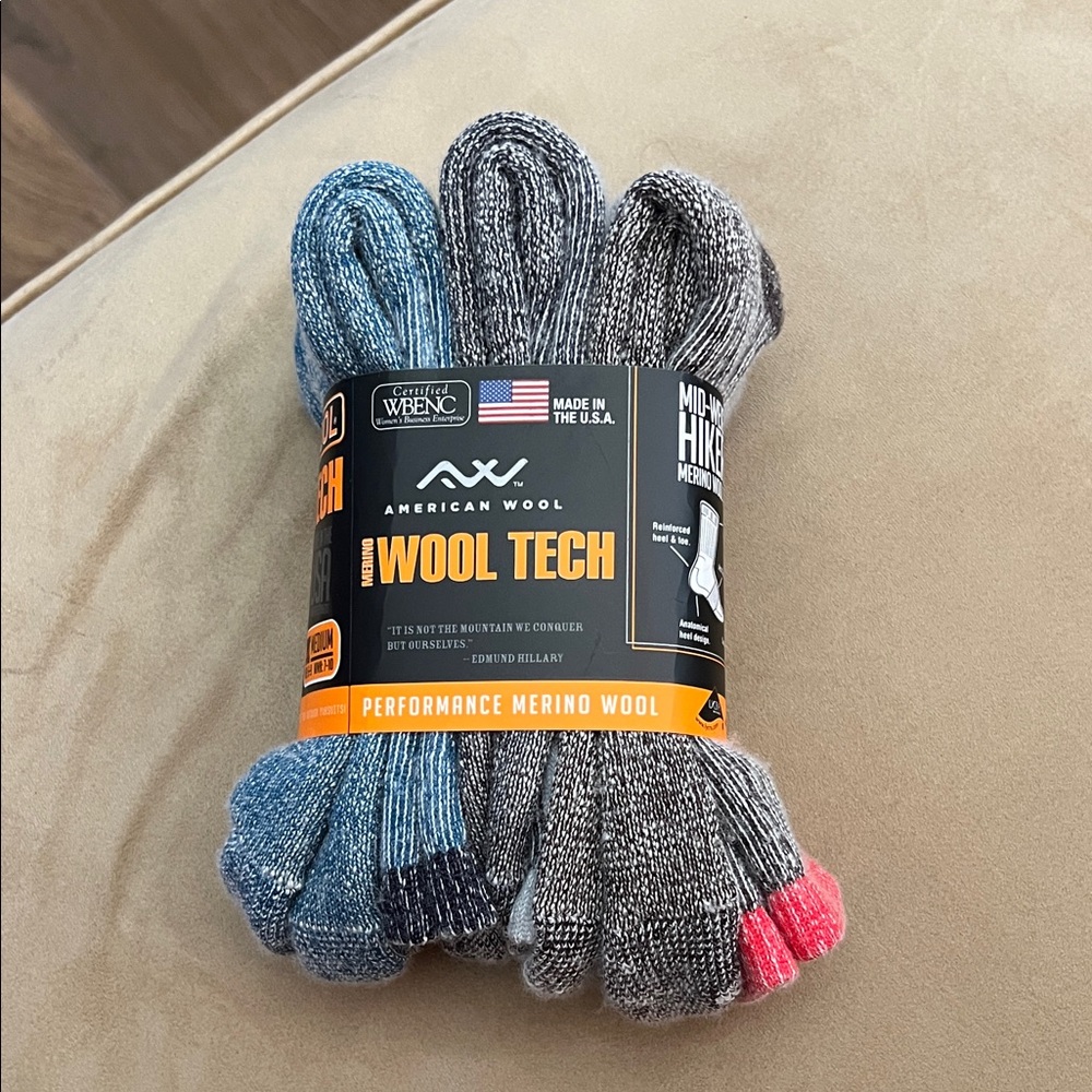 Wool Tech Merino Wool Athletic Socks - Blue, Gray, Red